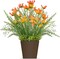 Silk Artificial Flowers Coreopsis Faux Flowers, Potted Floral Decor for Garden, Wedding, Office Table Decor Idea for Her or Him, Decorative Home Accessories(14.7 in, Orange)